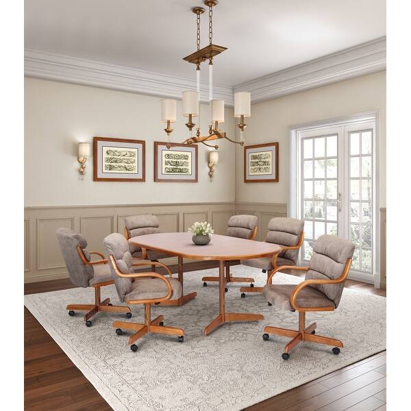 Caster Chair Company 7-Piece 42x[54/72] Pecan Caster Castor Dining Set ...